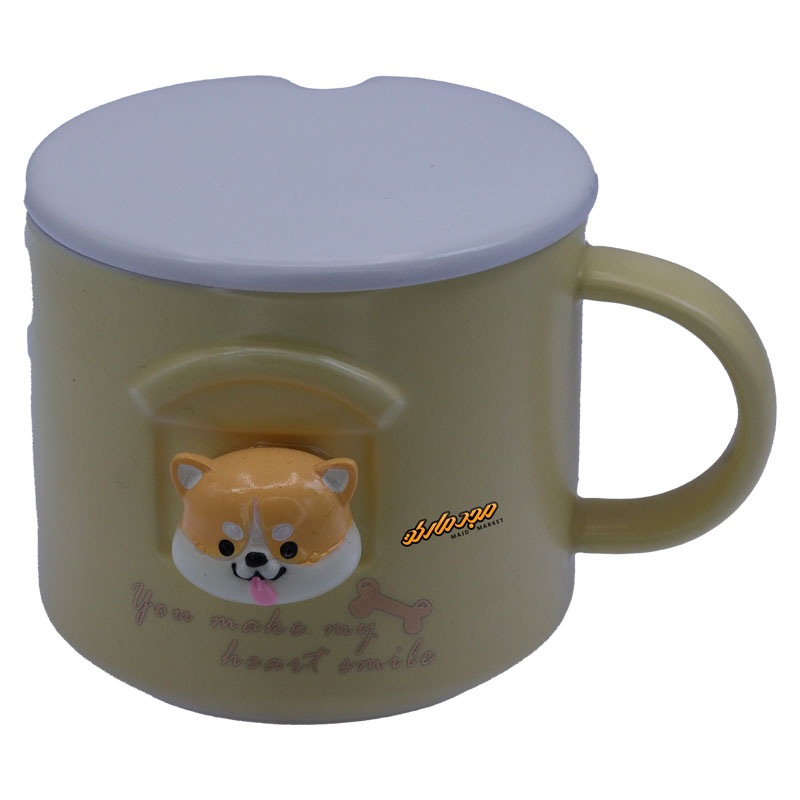 ماگ فانتزی کرم طرح سگ برجسته