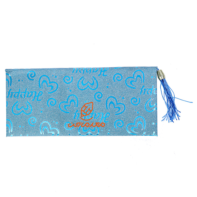 پاکت پول اکلیلی منگوله دار طرح قلب آبی