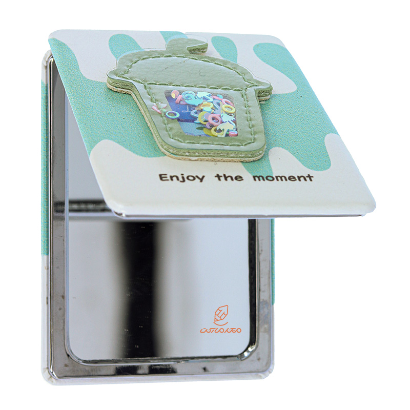 آینه مستطیلی جیبی (آرایشی) فانتزی طرح برجسته بستنی سبز 095 (5)