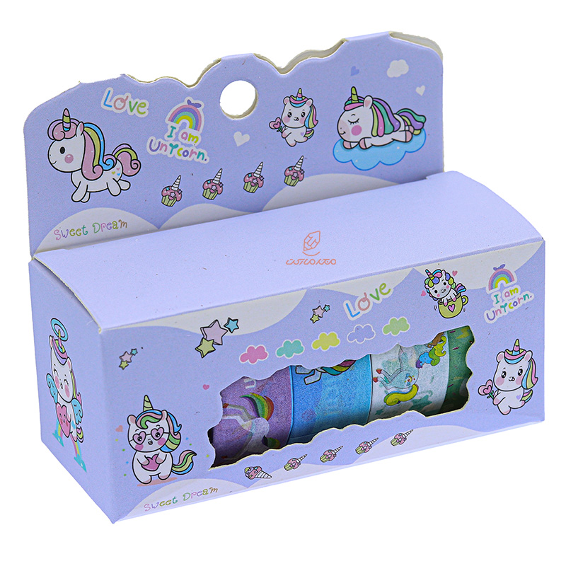 چسب نواری طرحدار 8858 طرح اسب تک شاخ بسته آبی واشی (2)