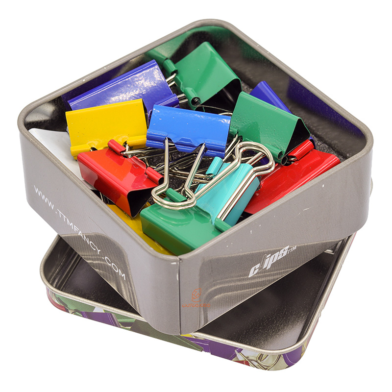 گیره دوبل 32mm رنگی جعبه فلزی clips