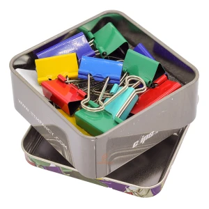 گیره دوبل 25,32mm رنگی جعبه فلزی clips