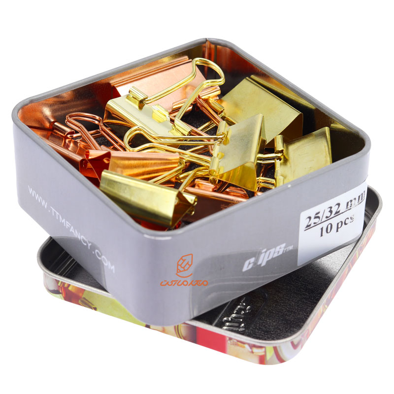 گیره دوبل 32,25mm طلایی/مسی جعبه فلزی clips