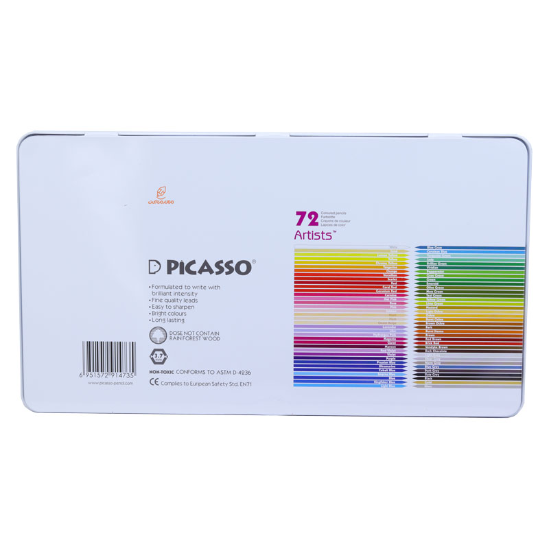 مداد رنگی آرتیست 72 رنگ جعبه فلزی پیکاسو (3)