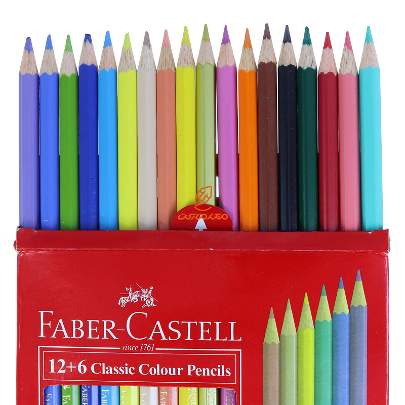 مداد رنگی 6+12 رنگی جعبه مقوایی پاستلی فابر کاستل (4)