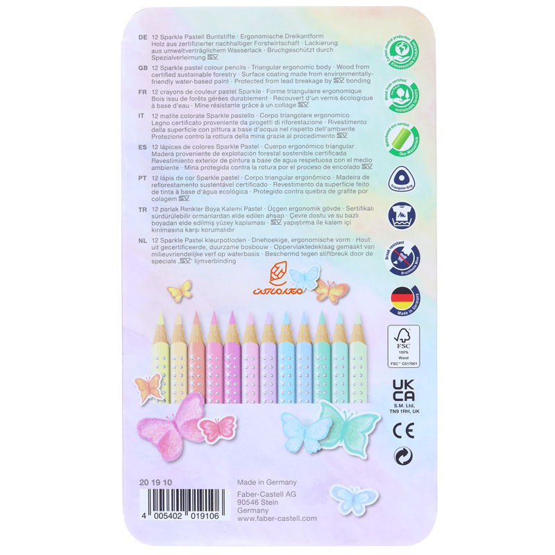 مداد رنگی 12 رنگی جعبه فلزی گریپ اسپارگل فابر کاستل (7)