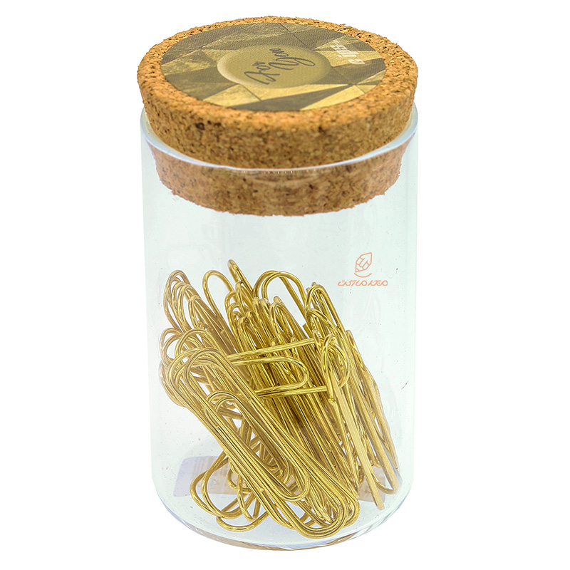 گیره کوچک کاغذ (کلیپس) فلزی طلایی بسته 40 عددی