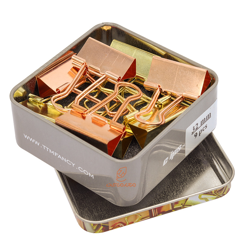 گیره دوبل 32mm طلایی/مسی جعبه فلزی clips