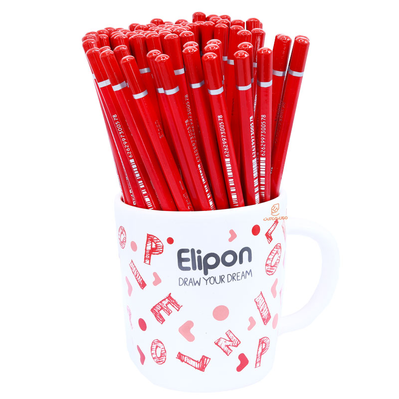 مداد قرمز لیوانی الیپون مدل کلاسیک شش گوش