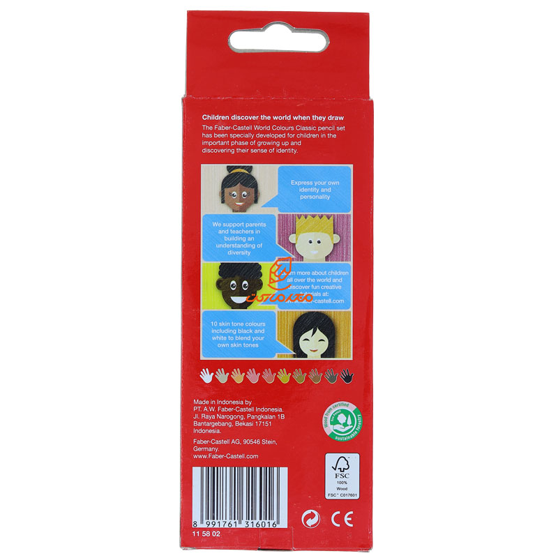 مداد رنگی 10 رنگی (رنگ پوست) جعبه مقوایی فابر کاستل (4)