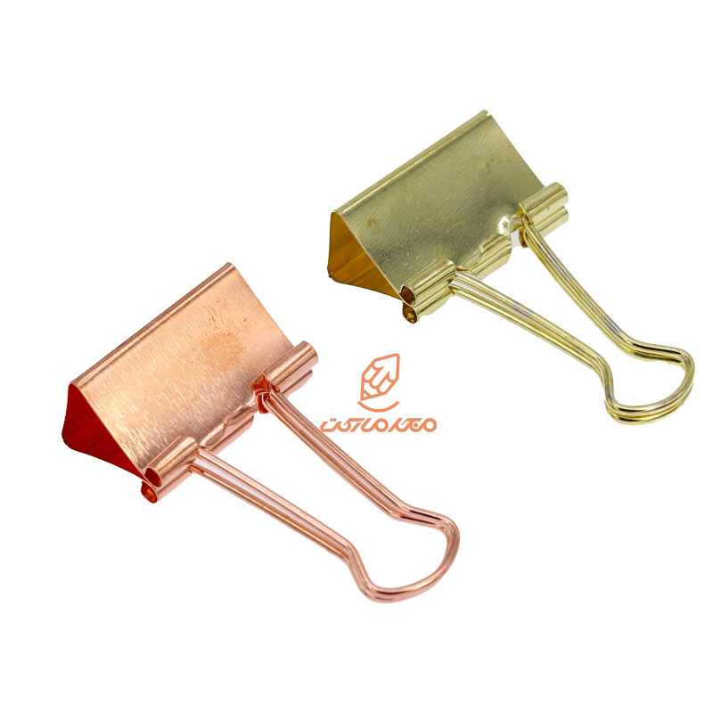 گیره دوبل 25mm طلاییمسی جعبه فلزی clips (1)