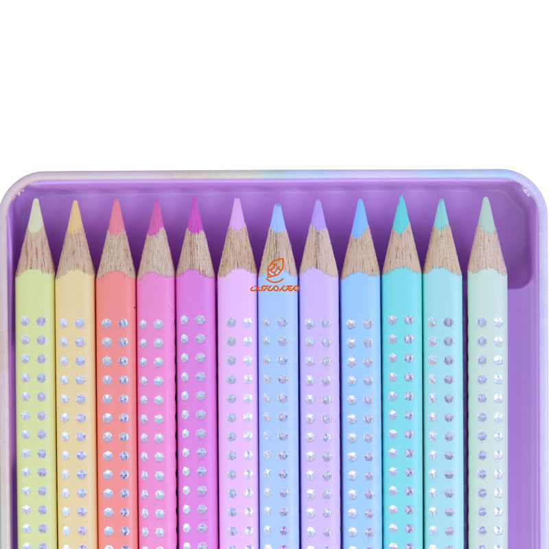 مداد رنگی 12 رنگی جعبه فلزی گریپ اسپارگل فابر کاستل (4)