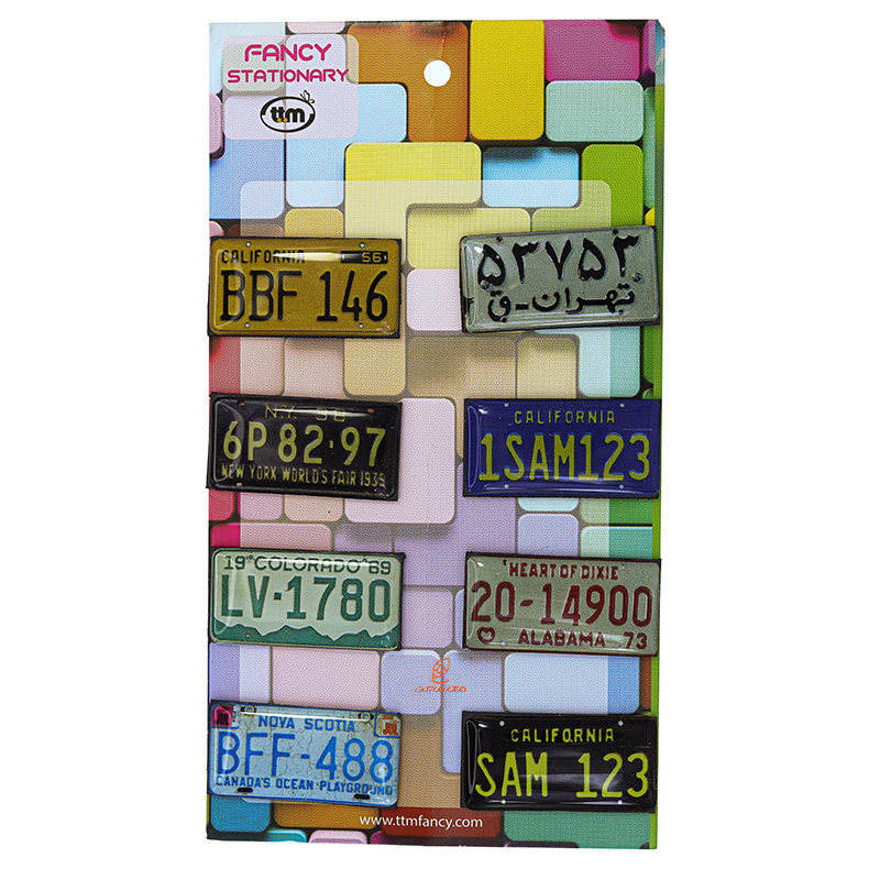 مگنت کلیپس طرح پلاک ماشین بسته 8 عددی فنسی