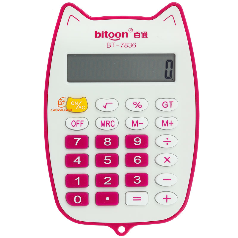 ماشین حساب فانتزی 12 رقمی 7836 طرح گربه سرخابی BITOON