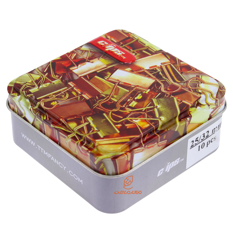 گیره دوبل 32,25mm طلاییمسی جعبه فلزی clips (2)