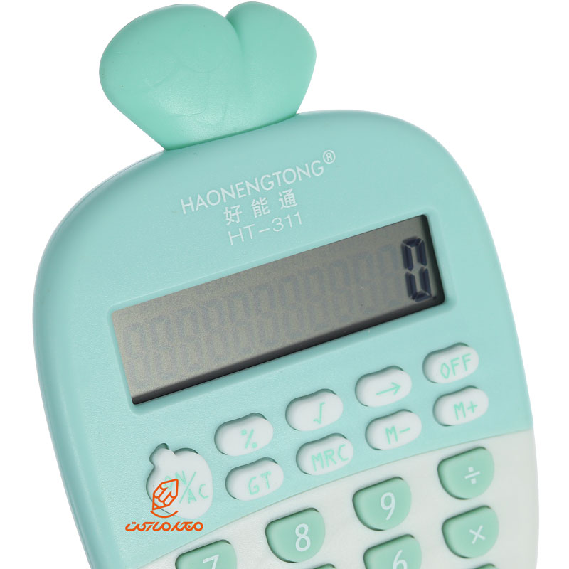 ماشین حساب فانتزی 12 رقمی 7836 طرح هویج سبز پاستیلی BITOON (5)