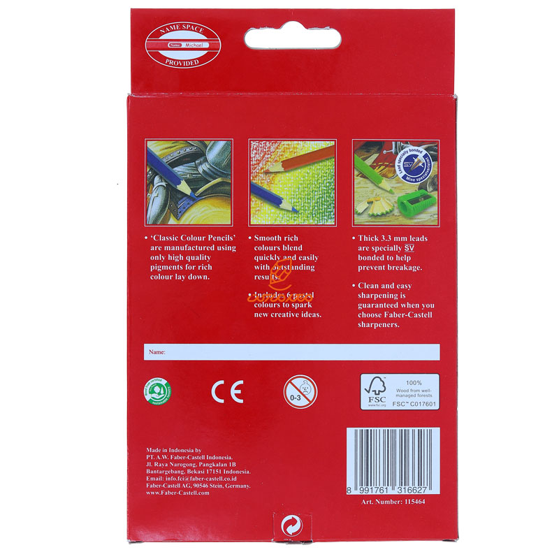 مداد رنگی 6+12 رنگی جعبه مقوایی پاستلی فابر کاستل (2)