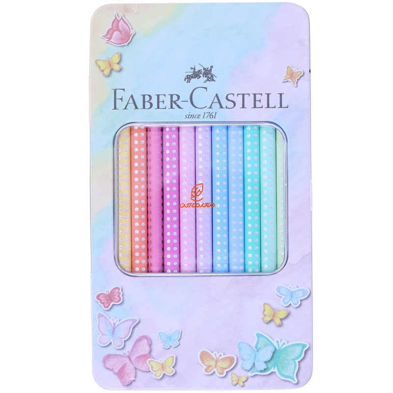 مداد رنگی 12 رنگی جعبه فلزی گریپ اسپارگل فابر کاستل (1)