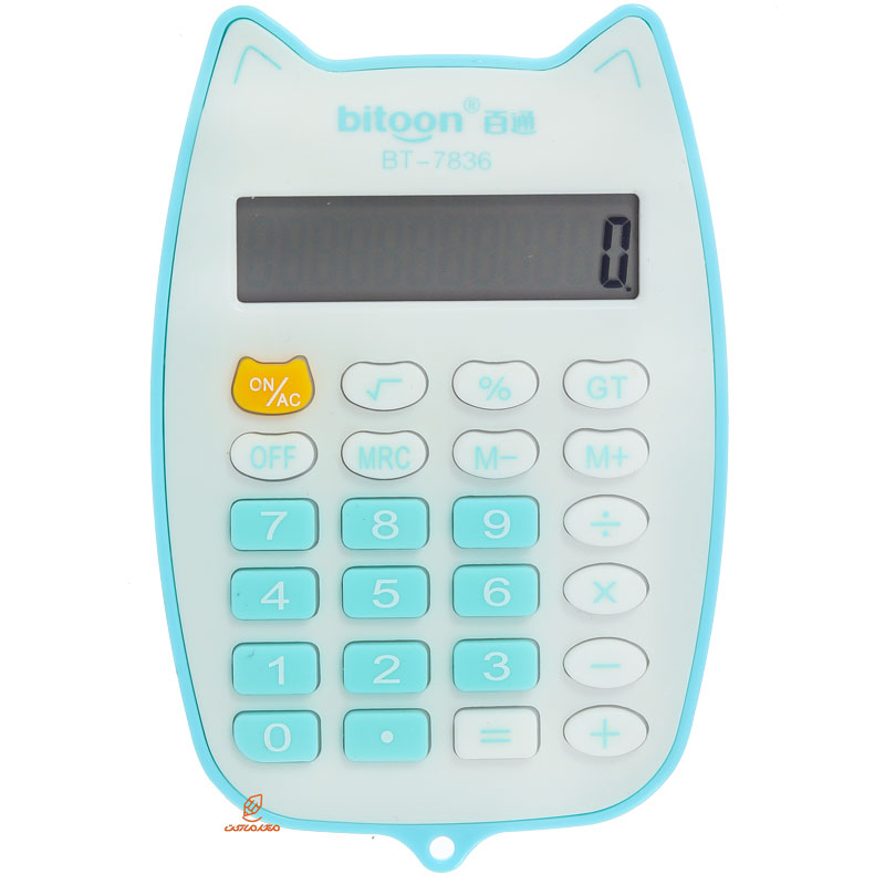 ماشین حساب فانتزی 12 رقمی 7836 طرح گربه سبزآبی BITOON