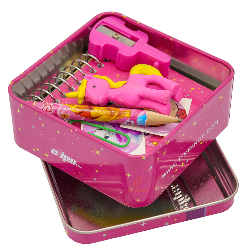 پک فانتزی صورتی طرح یونی کورن جعبه فلزی clips (4)