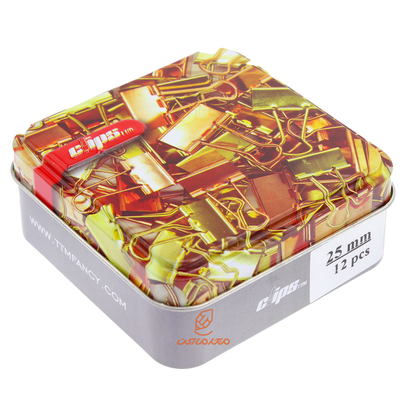 گیره دوبل 25mm طلاییمسی جعبه فلزی clips (2)