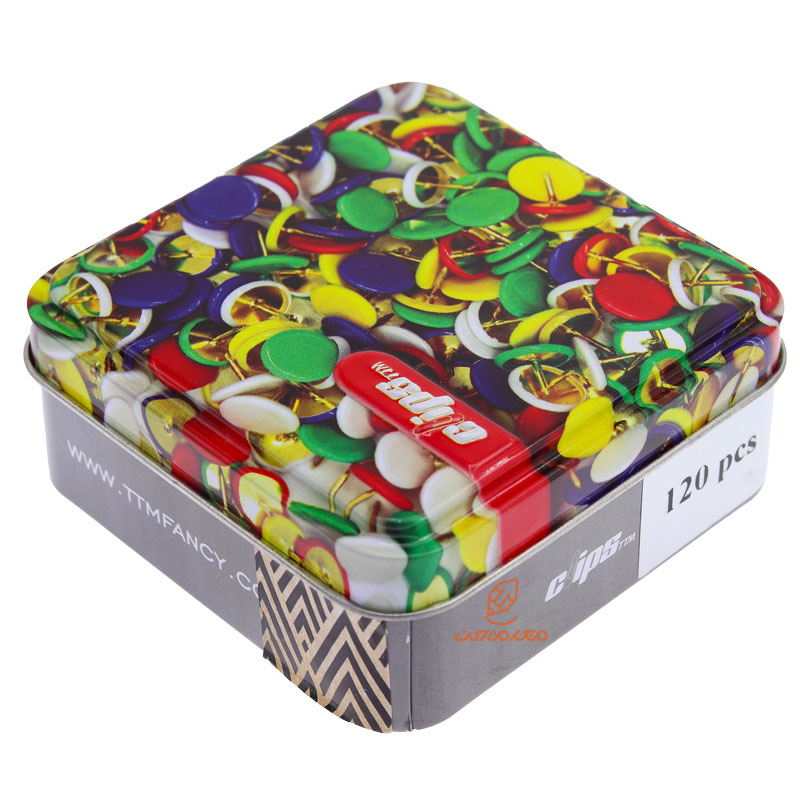 پونز رنگی جعبه فلزی clips (2)