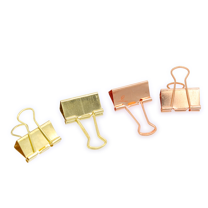 گیره دوبل 32mm طلاییمسی جعبه فلزی clips (2)