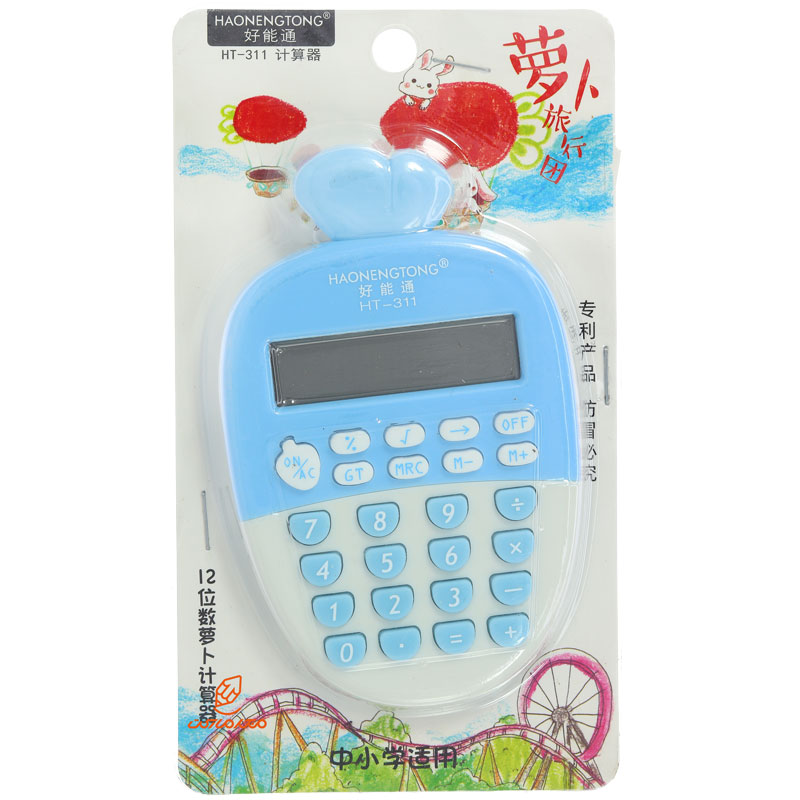 ماشین حساب فانتزی 12 رقمی 7836 طرح هویج آبی BITOON (1)