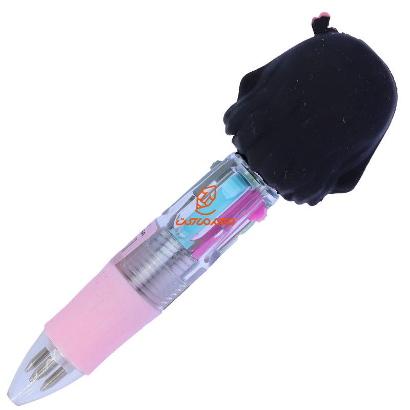 خودکار 4 رنگ فانتزی مینی طرح دخترک مشکی 556 CARTOON (3)