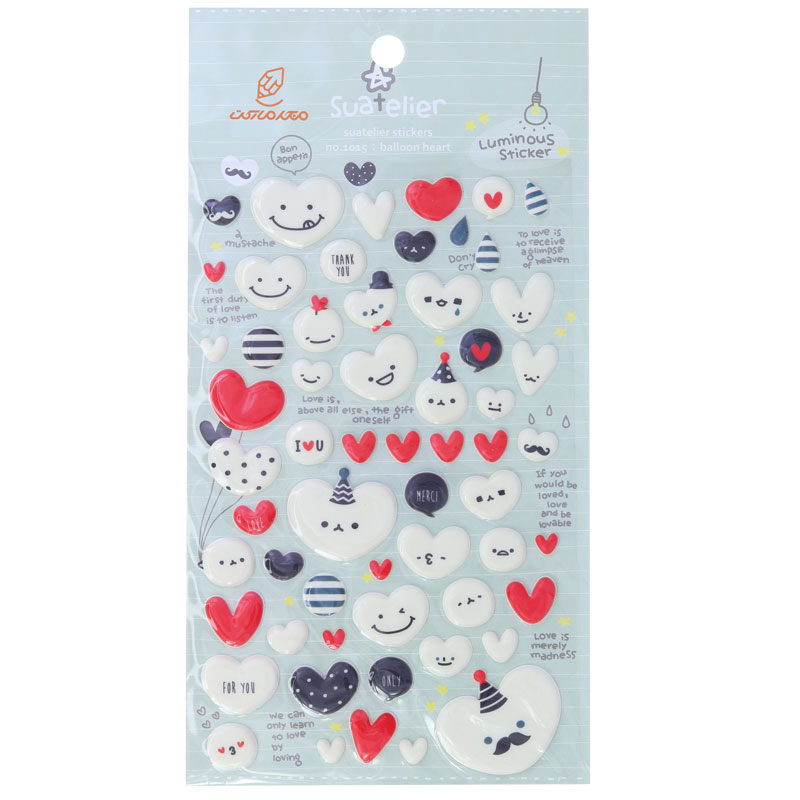 برچسب (استیکر) فانتزی کد 1015 طرح قلب های سفید SUATELIER