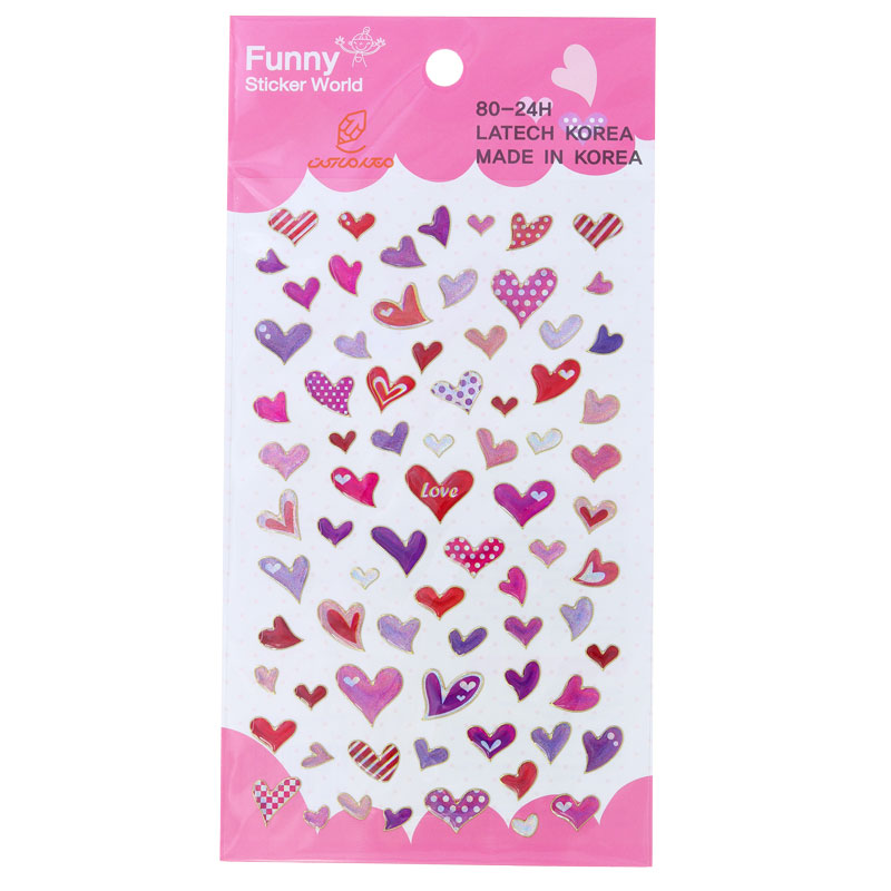 برچسب (استیکر) فانتزی کد 24-80 طرح قلب های قرمز FUNNY