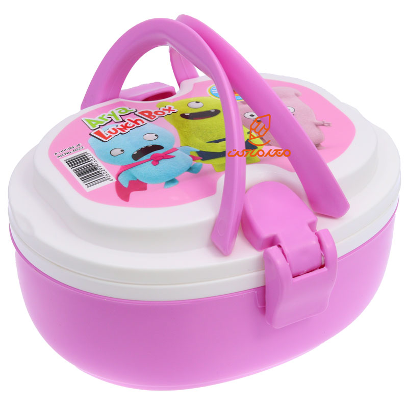 ظرف غذا 2 طبقه صورتی 6022 طرح عروسک ها آریا (3)