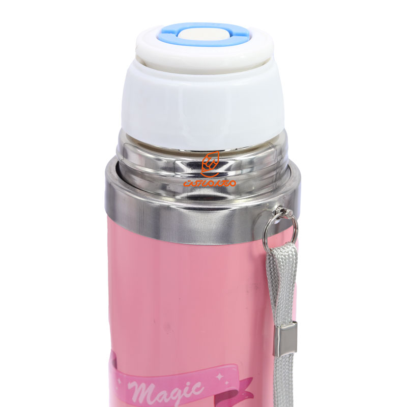 فلاسک 500 میل بند دار صورتی طرح یونی کورن STAINLESS (4)