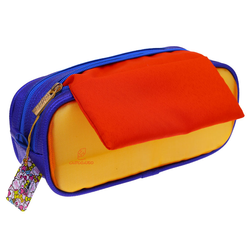 جامدادی توری و چرمی 222 نارنجی آبی کلیپس CLIPS (1)