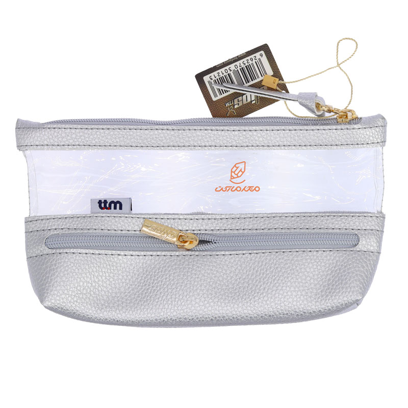 جامدادی سه زیپ 1213 نقره ای چرم کلیپس CLIPS (3)