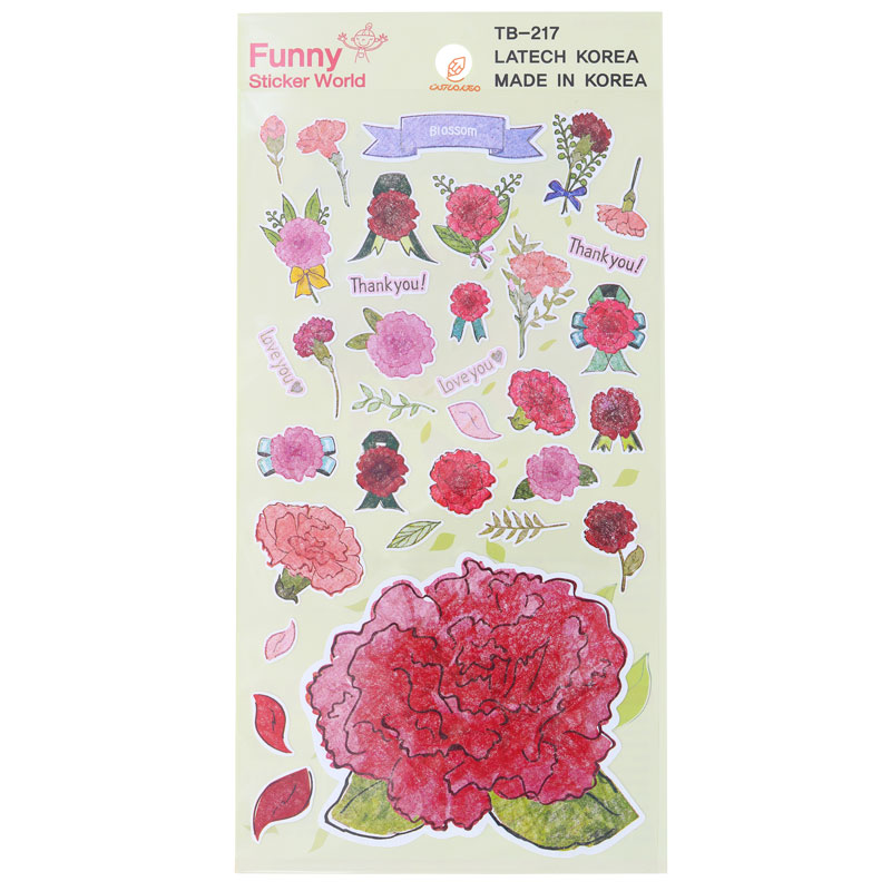 برچسب (استیکر) فانتزی کد TB-217 طرح گل قرمز FUNNY