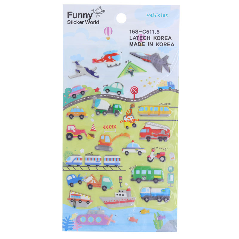 برچسب (استیکر) فانتزی کد 15S-C5115 طرح وسایل نقلیه FUNNY