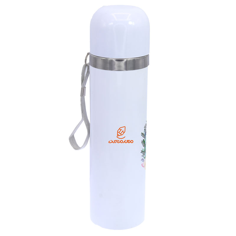 فلاسک 500 میل بند دار سفید طرح یونی کورن صورتی STAINLESS (3)