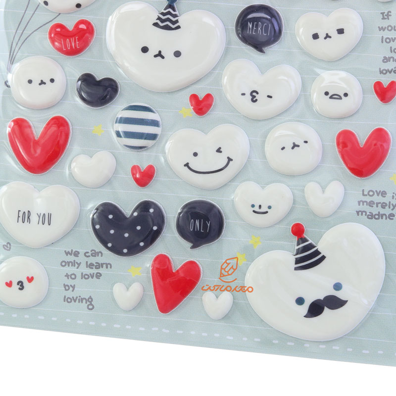 برچسب (استیکر) فانتزی کد 1015 طرح قلب های سفید SUATELIER (1)