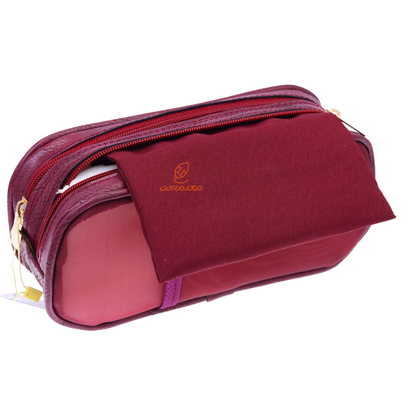 جامدادی توری و چرمی 222 زرشکی کلیپس CLIPS (1)