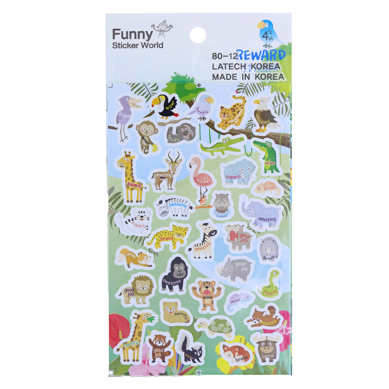 برچسب (استیکر) فانتزی کد 80-12 طرح حیوانات جنگل FUNNY