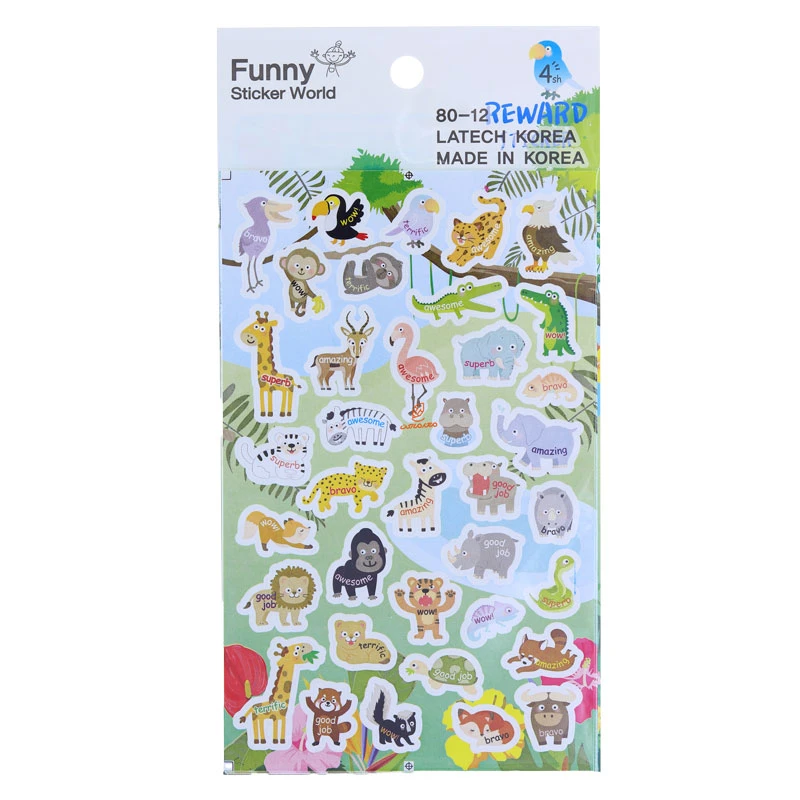برچسب (استیکر) فانتزی کد 80-12 طرح حیوانات جنگل FUNNY (1)