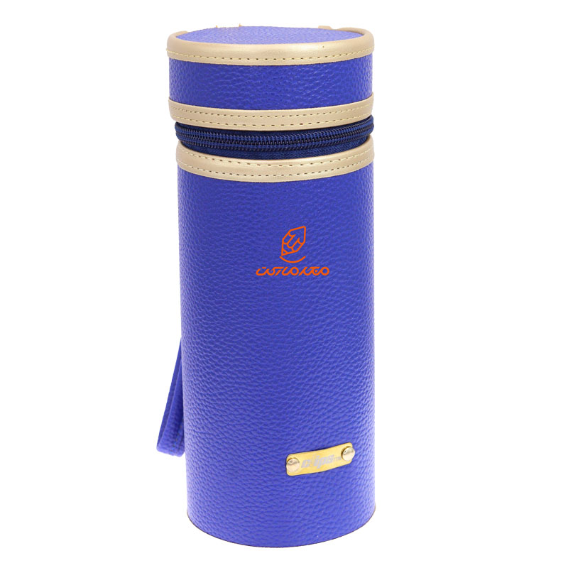 جامدادی استوانه ای 1527 طرح چرم سرمه ای کلیپس CLIPS