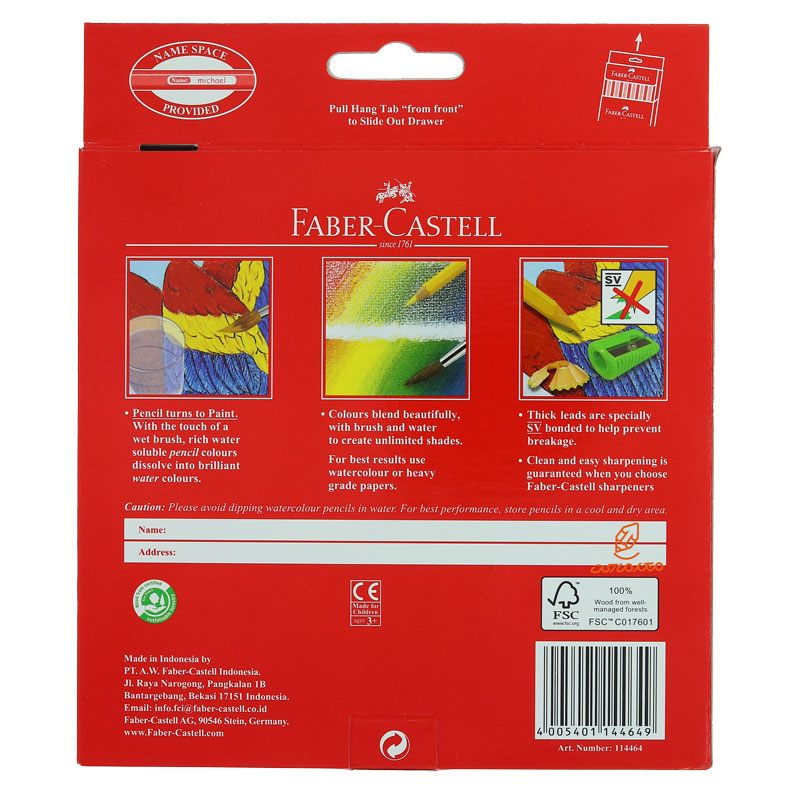 مداد آبرنگی 24 رنگ جعبه مقوایی طرح طوطی فابرکاستل FABERCASTELL (3)