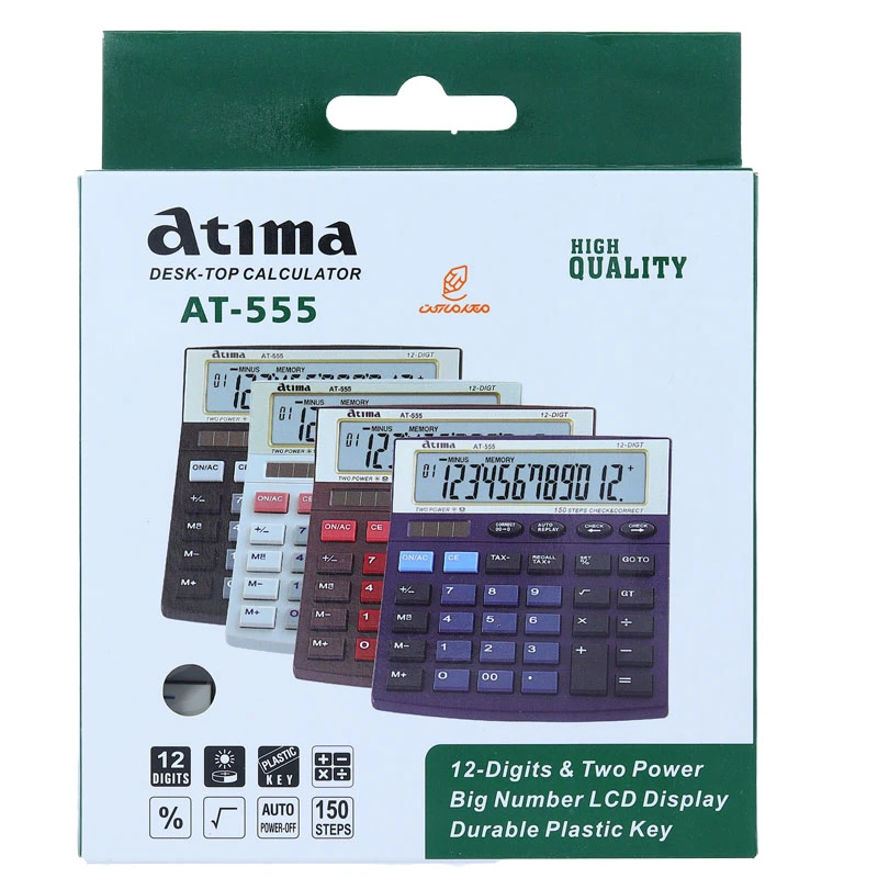 ماشین حساب رومیزی طوسی 12 رقمی مدل AT-555 آتیما ATIMA (2)