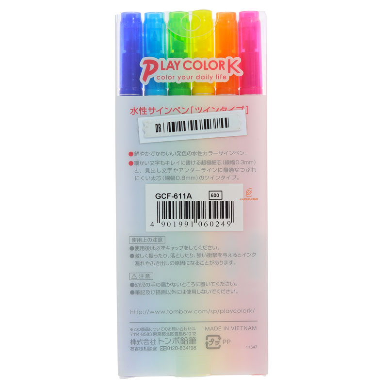 ماژیک رنگ آمیزی 6 رنگ مدل PLAY COLOR 611A تمبو TOMBOW (3)