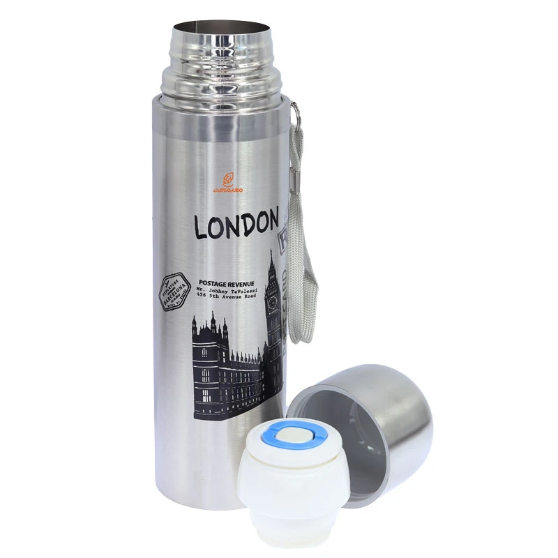 فلاسک 500 میل بند دار نقره ای طرح کاخ STAINLESS (1)