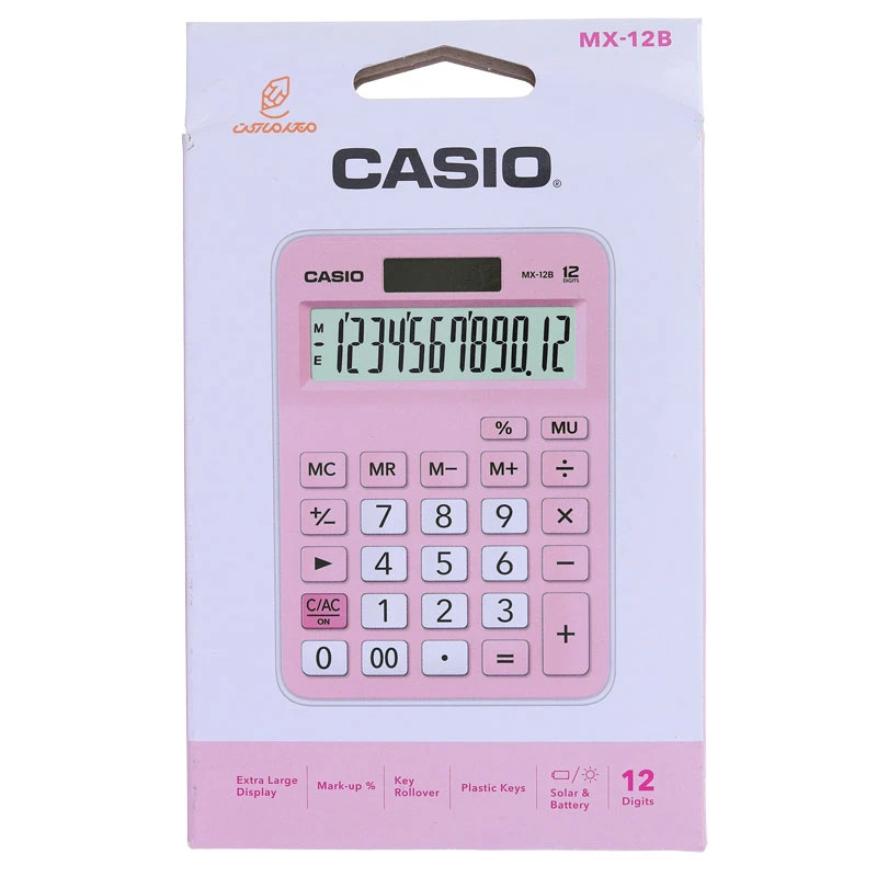 ماشین حساب رومیزی 12 رقمی مدل MX-12B صورتی کاسیو CASIO (3)
