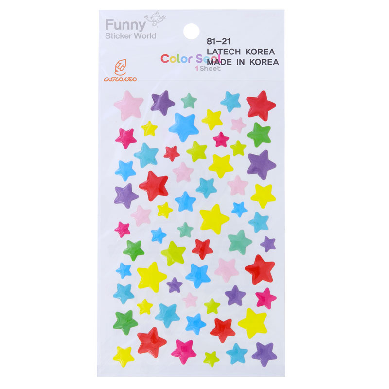 برچسب (استیکر) فانتزی کد 21-81 طرح ستاره های رنگی FUNNY