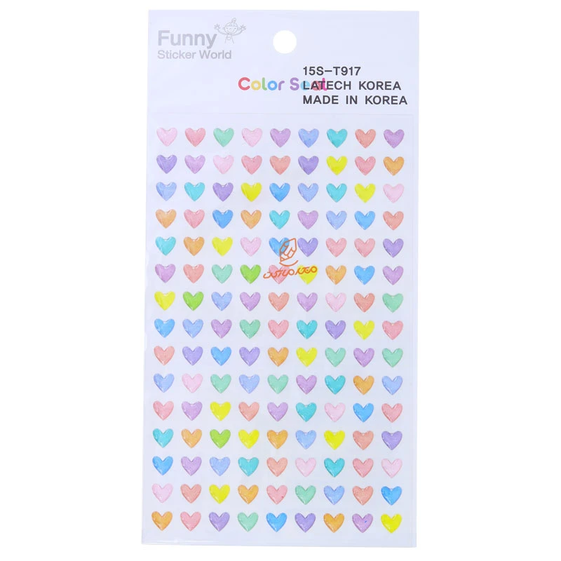 برچسب (استیکر) فانتزی کد 15S-T917 طرح قلب های رنگی FUNNY (2)